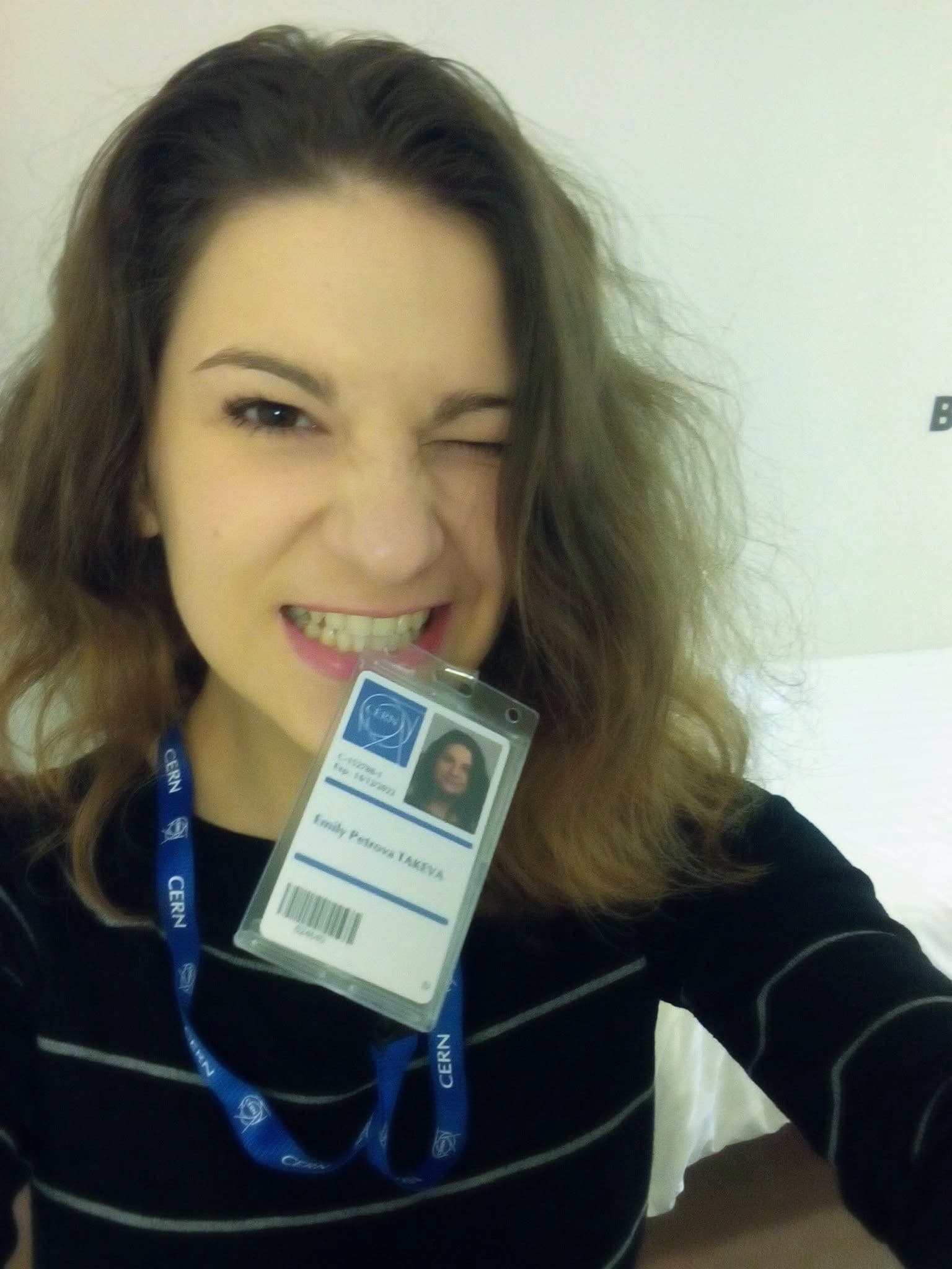 Emily on her first day working at CERN